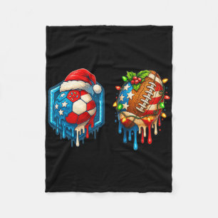 Christmas Soccer Footll Drip Us Flag Ice Cream Dri Fleece Blanket