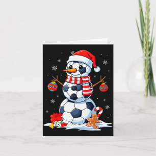 Christmas Soccer Funny Snowman Men Boys Kids Card