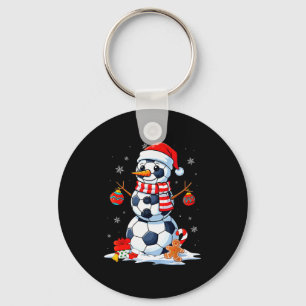 Christmas Soccer Funny Snowman Men Boys Kids Keychain