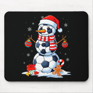 Christmas Soccer Funny Snowman Men Boys Kids Mouse Pad