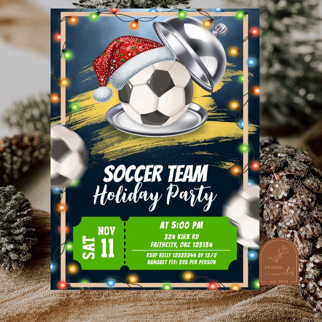 Christmas Soccer Holiday Party Invitation (Creator Uploaded)