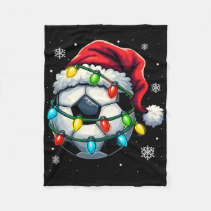 Christmas Soccer Ll Santa Hat Xmas Lights Funny Me Fleece Blanket
