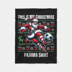 Christmas Soccer Player Srt Lover Santa Hat Xmas P Fleece Blanket