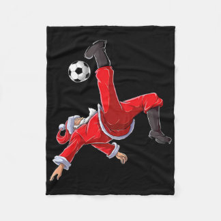 Christmas Soccer Santa Funny Bicycle Kick  Fleece Blanket