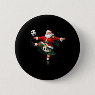 Christmas Soccer Santa Funny Footbyll Festive Merr Button