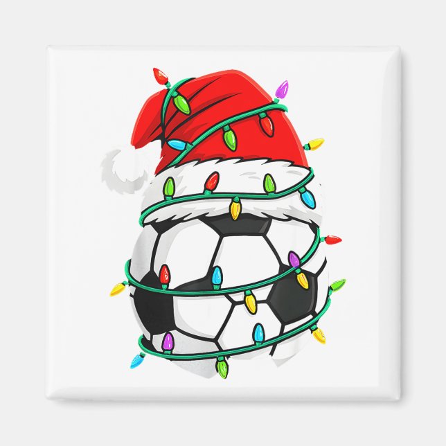 Christmas Soccer Santa Hat Lights Santa Srts Xmas  Magnet (Front)