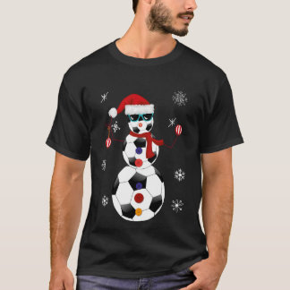 Christmas Soccer Snowman Santa Hat Gift T-Shirt