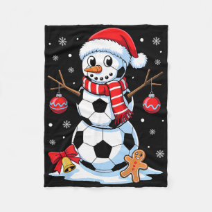 Christmas Soccer Snowman Santa Hat Xmas Pajamas Me Fleece Blanket
