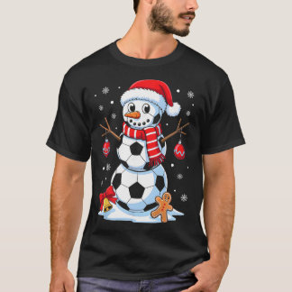 Christmas Soccer Snowman Santa Hat Xmas Pajamas Me T-Shirt