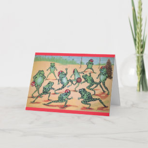 Christmas Soccer Team Frogs Greeting Card
