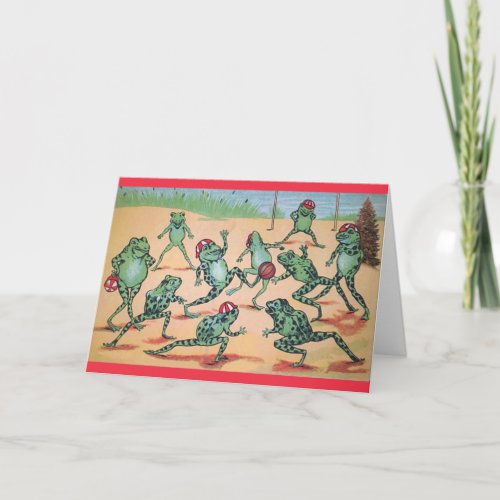 Christmas Soccer Team Frogs Greeting Card