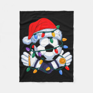 Christmas Soccer Xmas Santa Sports Hat Mens Womens Fleece Blanket