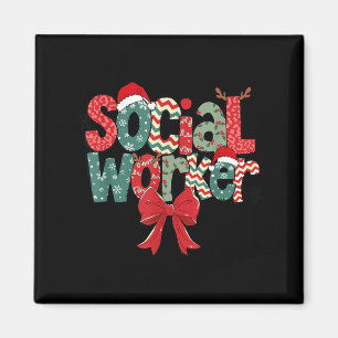 Christmas Social Worker Retro Xmas Tis The Season  Magnet