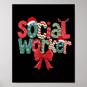 Christmas Social Worker Retro Xmas Tis The Season Poster