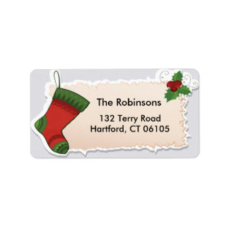 Christmas Sock and Mistletoe Address Label