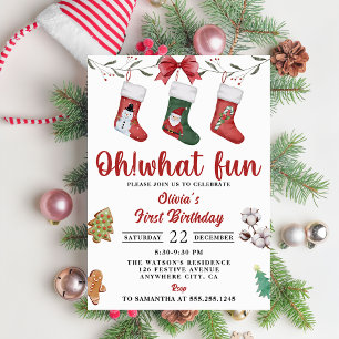 Christmas Sock Birthday Party Invitation
