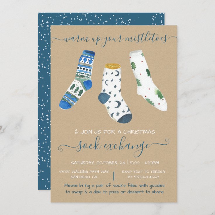 Christmas Sock Exchange Party Invitation Zazzle