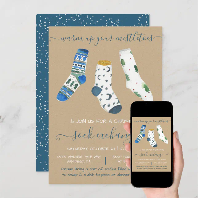 Christmas Sock Exchange Party Invitation Zazzle