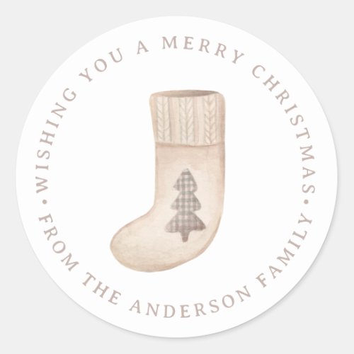 Christmas Sock Holiday Classic Round Sticker