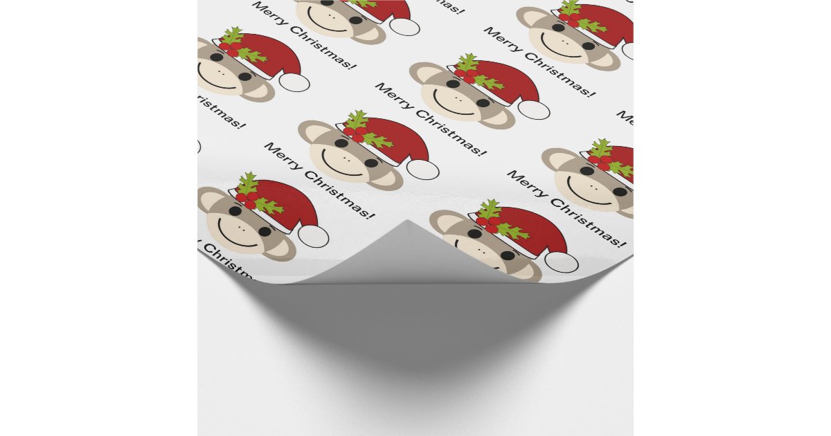 Christmas Sock Monkey Wrapping Paper Zazzle