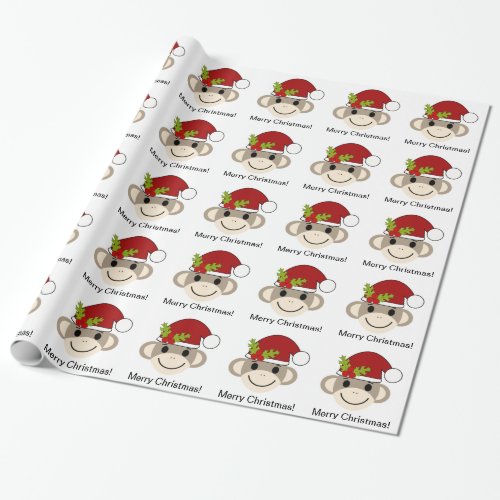 Christmas Sock Monkey Wrapping Paper