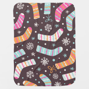 Christmas socks and snowflakes: vintage pattern baby blanket
