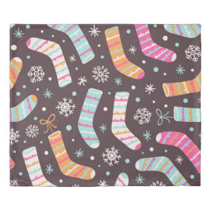Christmas socks and snowflakes: vintage pattern duvet cover