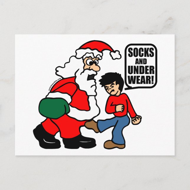 CHRISTMAS SOCKS AND UNDERWEAR HOLIDAY POSTCARD (Front)