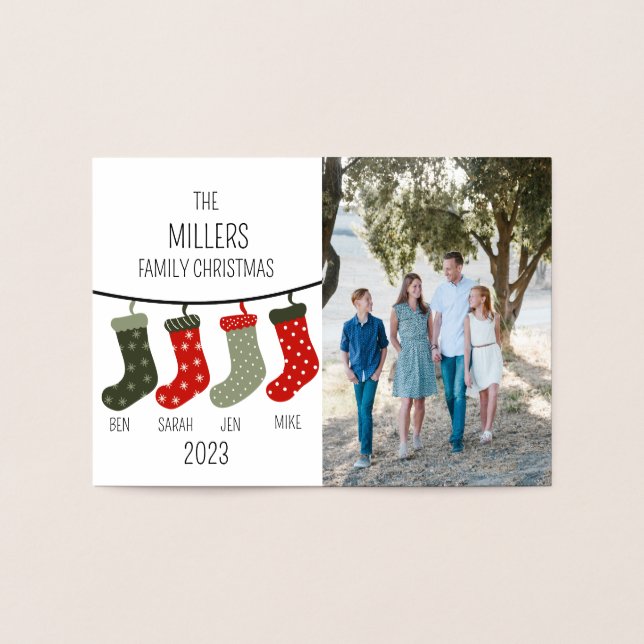 Christmas socks as a family of four foil card (Inside)