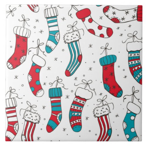 Christmas socks ceramic tile