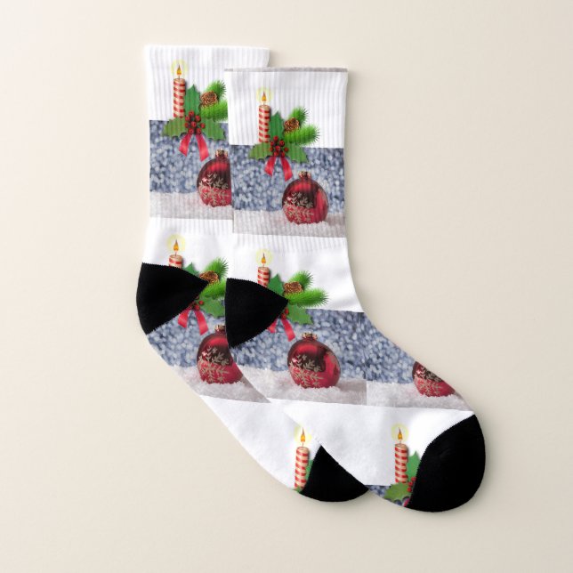 Christmas Socks, Christmas Candle Socks (Pair)