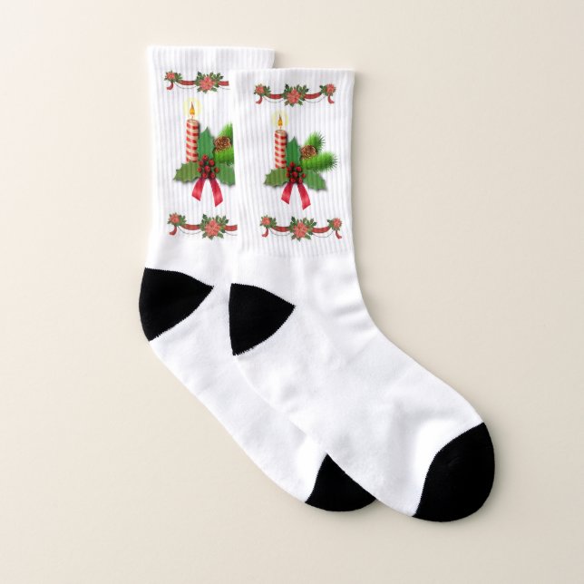 Christmas Socks, Christmas Candle Socks (Pair)
