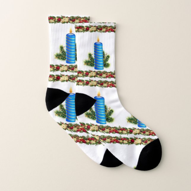 Christmas Socks, Christmas Candle Socks (Pair)