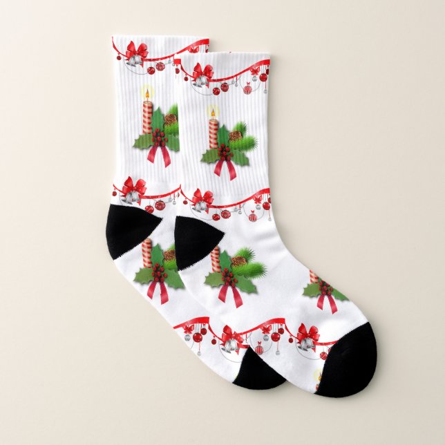 Christmas Socks, Christmas Candle Socks (Pair)