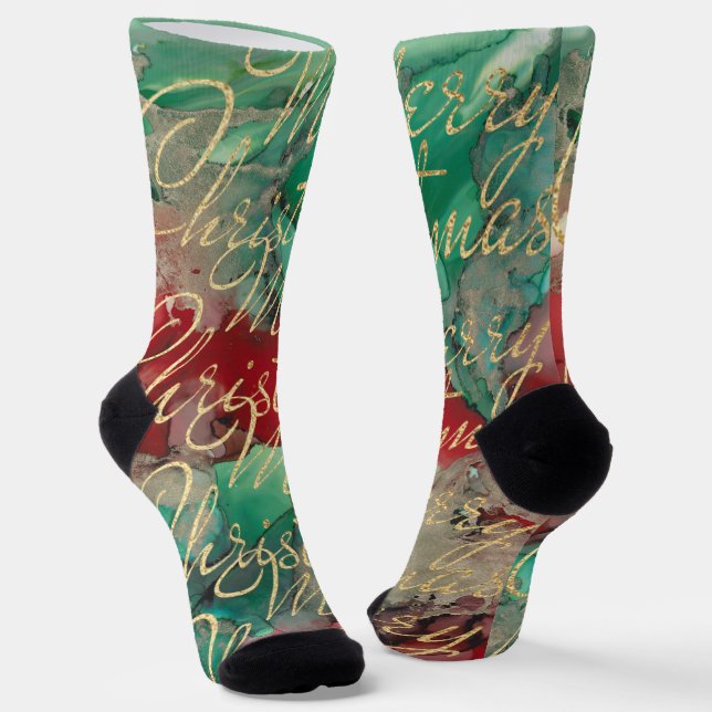 Christmas Socks Gold Writings (Angled)