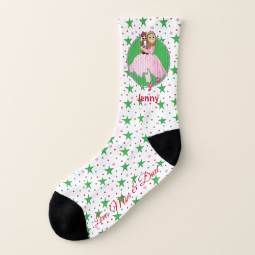 Christmas Socks Lt BrownNutcracker and Ballerina