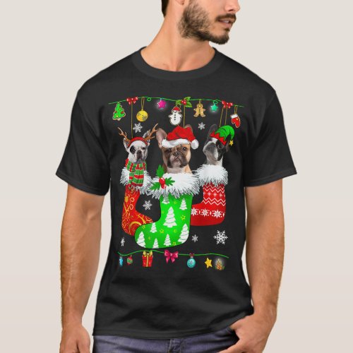 Christmas Socks Pajama French Bulldog Dog Puppy Lo T_Shirt