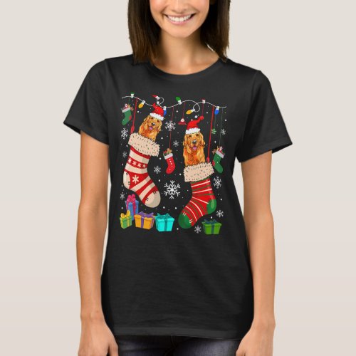 Christmas Socks Pajama Golden Retriever Dog Puppy T_Shirt