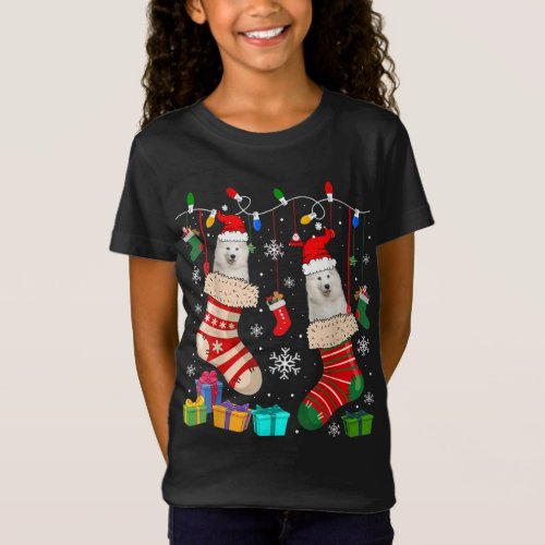 Christmas Socks Pajama Samoyed Dog Puppy Lover T_Shirt