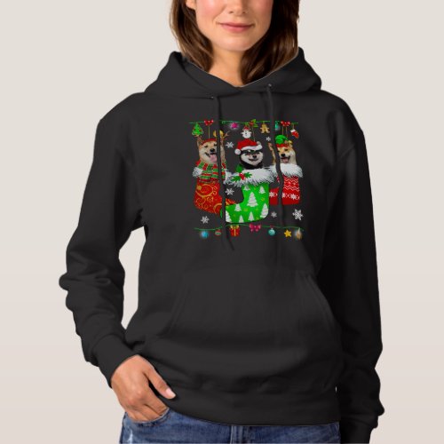 Christmas Socks Pajama Shiba Inu Dog Puppy Lover Hoodie