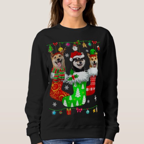 Christmas Socks Pajama Shiba Inu Dog Puppy Lover Sweatshirt
