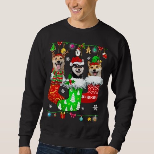 Christmas Socks Pajama Shiba Inu Dog Puppy Lover Sweatshirt