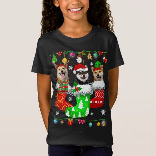 Christmas Socks Pajama Shiba Inu Dog Puppy Lover T_Shirt