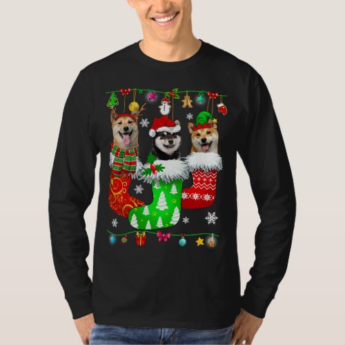Christmas Socks Pajama Shiba Inu Dog Puppy Lover T_Shirt