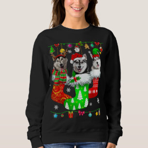 Christmas Socks Pajama Siberian Husky Dog Puppy Lo Sweatshirt
