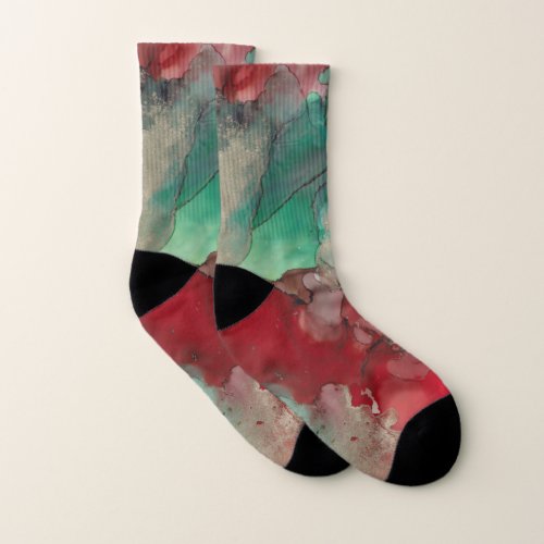 Christmas Socks Reds  Greens Personalize