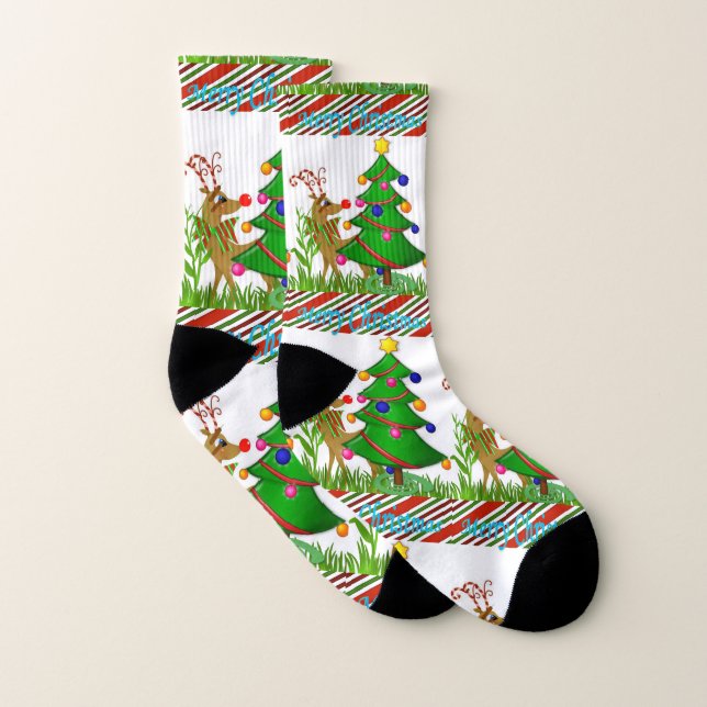 Christmas Socks, Reindeer Socks (Pair)
