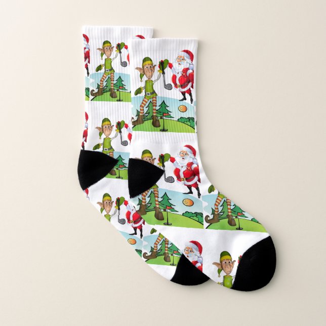 Christmas Socks, Santa Golf Socks (Pair)