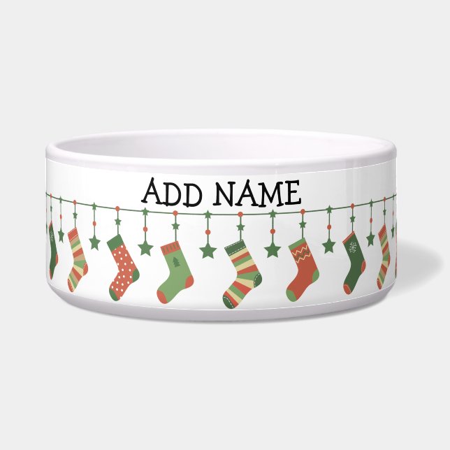 Christmas socks seasonal stockings add name bowl (Front)