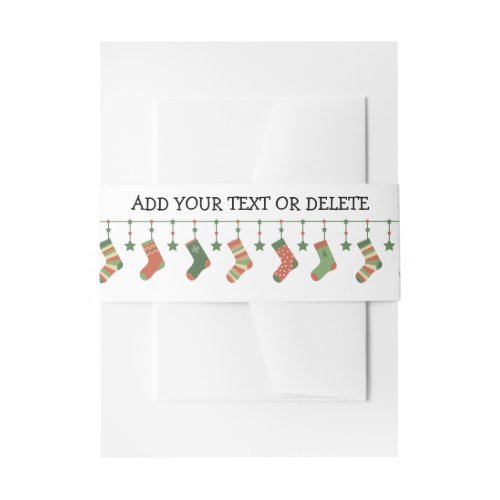 Christmas socks seasonal stockings garland text invitation belly band